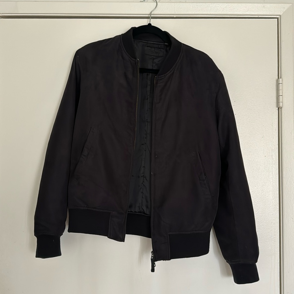 Suede Bomber Jacket in Black from Uniqlo